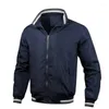 Men's Jackets Business Casual Cardigan Jacket Spring Autumn Standing Collar Coat Solid Color Waterproof Zipper Sports