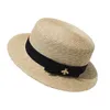 Sommarbrett randen tunn hay Braid Flat Top Plat Brim Straw Hat Women's Sol-Proof Style Natural Grass Top Hat Wholesale