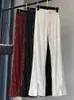 Damesbroek Nieuwe damesmode glanzende witte broek Showcase hoge taille glanzende broek met pailletten 231120