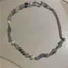 Choker Aesthetic Blue Natural Stone Mix Freshwater Pearl Necklaces Summer Irregular On The Neck Beads Exquisite Trend Jewelry