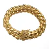 Kedja 81012141618mm Gold Colorrose Gond Rostfritt stål Curb Cuban Link Chain Armband Bangle Jewelry 7-11Inch For Men Women 230419