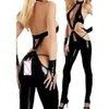Sexy Wetlook Kunstleder Catsuit PVC Latex Body Dessous Open Crotch Clubwear Fetisch Hot Erotik Pole Dance PU Body Suit