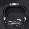 Charm Bracelets Trendy Scorpion Bracelet Men Jewelry Punk Black Leather Hand Bangles Magnet Clasp Cool Man Wristband FR0477