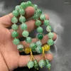 バングル10mm緑色のドラゴンagateボールブレスレットchalcedony