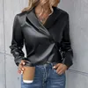 Giacche da donna Top corto da donna Giacca in pelle Nera Manica lunga Bottone aperto sul davanti Cappotto con risvolto Streetwear Giacca corta da motociclista da donna