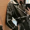 Women's Leather 1019 Women Coat Natural Sheepskin Winter Fashion Genuine Long Windcoat Diamond Female Outwear