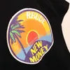 Designer-Modekleidung, T-Shirts, Hip-Hop-T-Shirts, Rhude 23ss, Frühling, Sommer, neue halbe Ärmel, amerikanische Übergröße, Kokosnussbaum-Buchstabendruck, Paar-Stil