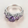 Fedi nuziali con ciondolo rotondo viola per le donne Fasce con zirconi color argento Anello di fidanzamento vintage Regali per gioielli con dita per la festa della mamma