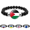 Bracelet en pierres précieuses drapeau israël/palestinien, pour hommes et femmes, polyvalent, en perles noires, bijoux à main