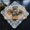 Table Mats European-style Mesh Embroidery Square Mat Fruit Plate Tea Set Coffee Cup Grape Rack Cover Cloth Christmas Wedding Decor