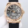 Ny Sky Dweller Man Watch Mens Designer Watches Woman Watchs Automatic Mechanical Wristwatch 42mm Movement 18k Gold Rubber Strap James Bond Pilotwatch 2023