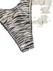 Women's Swimwear Zebra Striped Halter Triangle Bikini Set Pushup Bra High Waist Pantie Micro Thong Bikinis 2023 Mujer String Swimsuit 230420