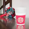 Copos descartáveis palhas banquete servindo casamento chinês caneca de café de vidro de água com tampa talheres de papel festivo