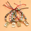 Braccialetti con ciondoli Bracciale con perline piatte in argilla multicolore Boho Ciondolo con croce a cuore intarsiato con zirconi cubici regolabile per gioielli da donna