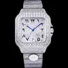 Carier Diamonds Silver Cz zf Factory Montre Hommes Montres De Luxe Chiffres Arabes Missfox Carré Mécanique Eta8215 Mouvement Plein Glacé Montres Cristal Zircon Poignet