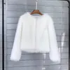 Manteau en peluche à manches en fourrure pour femmes, col en v, Long, ample, vêtements d'extérieur chauds, automne hiver, pardessus de fête de Banquet