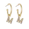 Hoop örhängen huggie par mode söt initial a-z brev mirco crystal guld små örhängen för kvinnor alfabet trendiga smycken 2023hoop