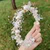 Accesorio de boda novia corona joyería de cristal tiara con perlas flores corona de boda perla diadema de novia de perla