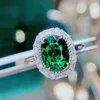 Clusterringen Hn Tourmaline Ring Fijne sieraden Solid 18K Gold Nature Green Gemstones 2.86CT Diamanten voor aanwezige vrouwen