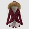 Giacche da donna Cappotto invernale da donna Anguria rossa S-3XL Aggiungi pelliccia di agnello Cappotti di cotone spesso 2023 Primavera Parka con cappuccio con coulisse Feminina