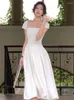 Casual Dresses 2023 Summer Women Slim Waist Elegant Midi A Line Dress Fashion Wedding Birthday Evening Robe Lady Festival Clothes Vestidos