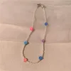 Chains Fashion Simple And Versatile Niche Design Multicolor Lovely Flowers Small Fresh Hand Beaded Ladies Only Beautiful Necklace