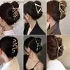 Headwear Hair Accessories New Punk Geometric Metal Gold Silver Simple Hair Clip Cl för kvinnor Tren Stor Crab Catchs Clamp Korea Headwear AccessoriesL231214