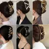 Headwear Hair Accessories New Punk Geometric Metal Gold Silver Simple Hair Clip Cl for Women Tren Large Crab Catches Clamp Korea Headwear AccessoriesL231214