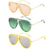 Óculos de sol 3 pçs/set retro pontes duplas mulheres piloto moda marca designer uv400 tons estrela modelos sapo espelho óculos de sol