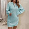 Women's Sweaters Women Sweater Sexy Knit Dress Long Sleeve Crew Neck Solid Pullover Casual Chunky Knitwear Autumn Clothing Pull Femme