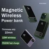 10000mAh MacSafe Battery Bank Magnetic Power Bank Wireless Charger för iPhone 14 13Pro 12Promax Externt hjälpbatteripaket