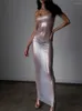 Kadınlar Için Gliter Maxi Elbise Sayesinde Günlük Elbiseler Parti Kulübü Giysileri Seksi Strappy Vücut şekillendirici Vestido Kadın Kıyafetleri