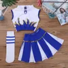 Cheerleading Kids Girls Cheerleader Costume Costume Pierleader tenue sans manches avec jupe et chaussettes Set pour Carnival Cosplay 230420