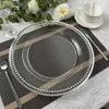 Charger Plates Clear Plastic Tray Round Dishes With Silver Edge Acrylic Decorative Dining Plate For Table Setting 1015