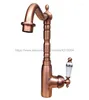 Bathroom Sink Faucets Single Handle Mixer Tap Kitchen Bar Water Faucet Red Copper Antique Rotable Basin Taps Nrg022