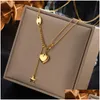 Chokers Choker European And American Fashion Niche Design Irregar Chain Pendant Stainless Steel Mti-Layer Stacked Necklace Drop Delive Otzxu