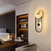 Wall Lamps Nordic Creative Clock Metal Oval Led Living Room Tv Background Decoration Modern Bedroom Bedside Sconce Lighting