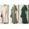 Vêtements ethniques musulman lâche dames Robe 2023 printemps été solide coton lin lanterne manches grande balançoire Robe robes africaines pour les femmes