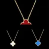 Ny lyxdesigner Van Clover Necklace Pendant Halsband örhängen smycken set damer valentine julklapp