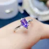 VVS Amethist Zilveren Ring voor Vrouw Dagelijkse Slijtage 4mm x 6mm 0.5ct Natuurlijke Amethist Ring 18K Gold plating Kristallen Sieraden