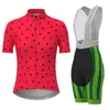 Ensembles de course vêtements de cyclisme pour femmes pastèque rose été manches courtes maillot ensemble respirant vêtements de sport à séchage rapide