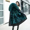 Women s Down Parkas HANZANGL Women Fur Coat Winter Real Raccoon Detachable Liner Long Clothing 12 Color S 4XL 231120