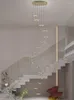 Lámparas colgantes Araña para escalera giratoria Iluminación Escaleras Loft Villa LED Sala de estar Lámpara colgante de techo