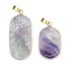 Colares pendentes pingentes de pedra de cristal natural geométrico Longo retângulo verde azul de fluorito roxo Pendulum suspensão reiki