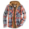 Men's Jackets Men Coat 3D Pattern Long Sleeve Zipper Closure Coldproof Autumn Winter Quilted Plaid Shirt Jacket Clothing Streetwear
