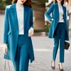 Women's Two Piece Pants Korean High-quality Spring Formal Ladies Women With Sets Work Wear Office Uniform Long Blazer Jacket Trench Coat