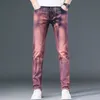 Мужские брюки персонализированные красные джинсы Слим подходит молодые эластичные джинсовые брюки все сезоны