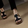 Sandales femmes sandales arrivée en cuir pompes bureau dames décontracté basique talons épais plates-formes chaussures femme sandales d'été vc5495 230419