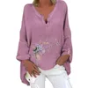 Women's T Shirts 2023 Women Casual Top Solid Color Blus Tryckt Tunic V Neck Shirt Långärmad Midlängd Super Comfy High Quality