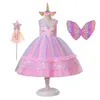 Robes de fille Pourim Unicorn Girls Dress Kids Birthday Party Princess Costume pour Halloween Cosplay Christmas Children Ball Stage Disfraz Mujer 231118